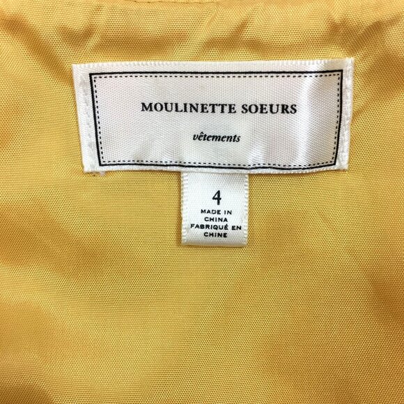 Anthropologie Moulinette Soeurs Behind the Clouds Yellow Swiss Dot Dress Size 4 - Picture 4 of 14
